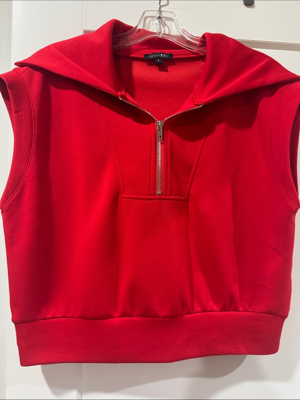 Papermoon Red Sleeveless Zip Hoodie Tank